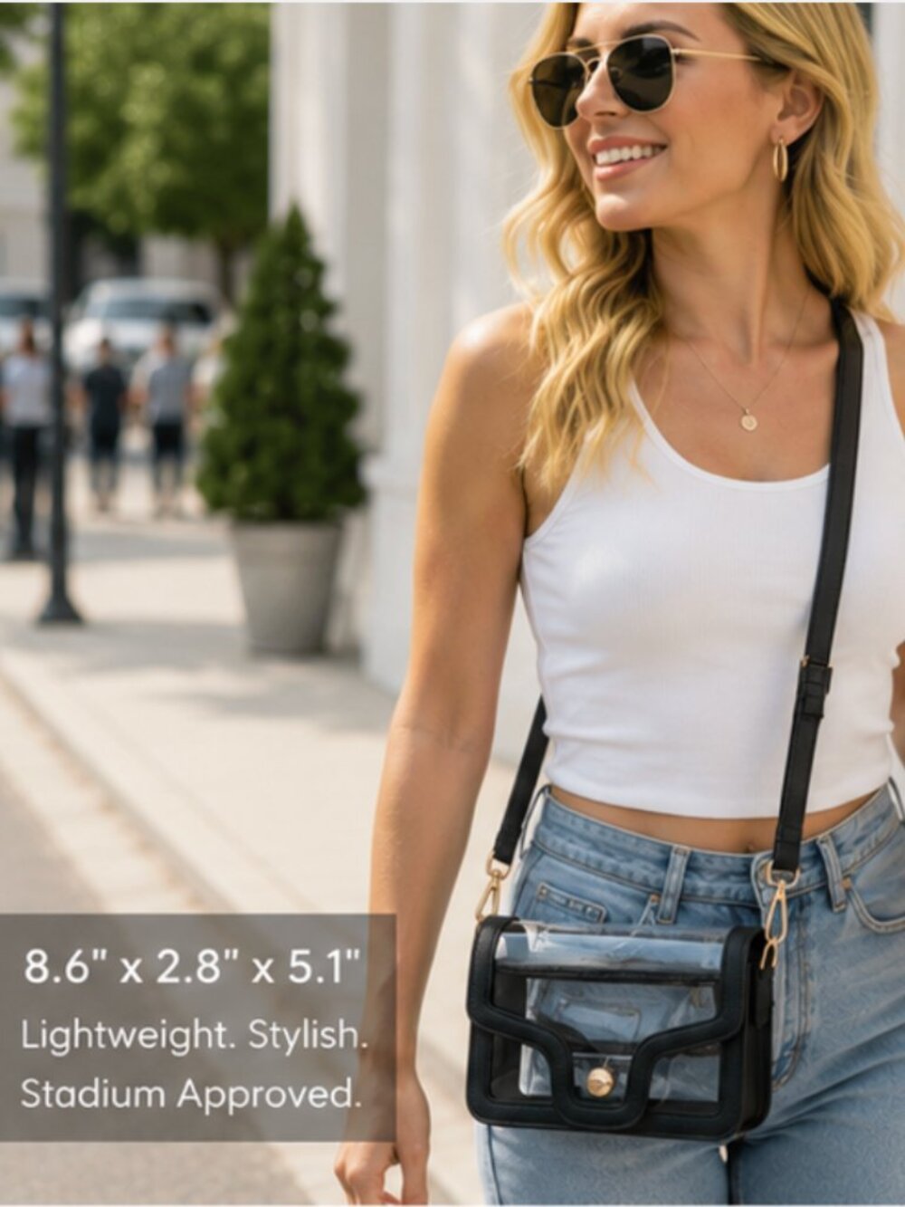 NWT BLACK Clear Stadium & Game Day Crossbody Bag | Stadium Approved